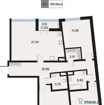 Купить трехкомнатную квартиру, 109.89 м², этаж 8 из 9. Фото 1