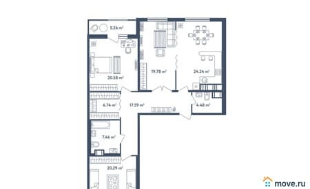 Продажа трехкомнатной квартиры, 135.51 м², 5 мин. до метро пешком, этаж 9 из 11. Фото 1