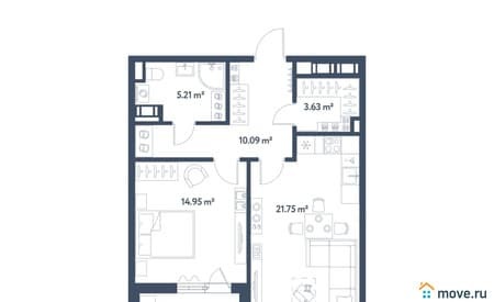 Продаем однокомнатную квартиру, 57.6 м², этаж 5 из 11. Фото 1