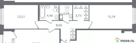 Продаю двухкомнатную квартиру, 69.58 м², этаж 5 из 17. Фото 1