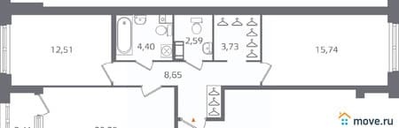Продать двухкомнатную квартиру, 69.58 м², этаж 7 из 17. Фото 1