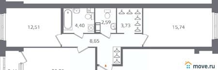 Продажа двухкомнатной квартиры, 69.58 м², 5 мин. до метро на транспорте, этаж 10 из 17. Фото 1