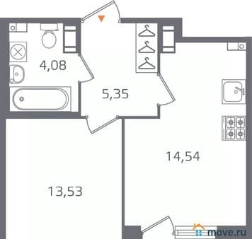 Продаю однокомнатную квартиру, 39.09 м², 5 мин. до метро на транспорте, этаж 7 из 17. Фото 1