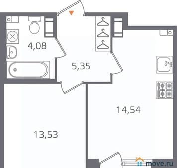 Объявление о продаже однокомнатной квартиры, 39.09 м², 5 мин. до метро на транспорте, этаж 8 из 17. Фото 1