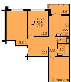 Продаю трехкомнатную квартиру, 77.3 м², этаж 11 из 17. Фото 1
