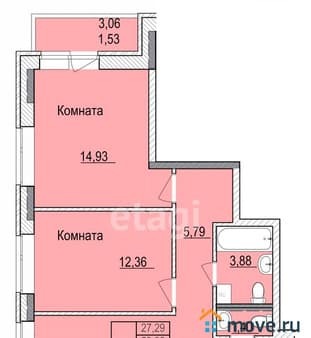 Продам двухкомнатную квартиру, 62.98 м², этаж 7 из 18. Фото 5