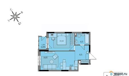 Продам двухкомнатную квартиру, 45.57 м², этаж 2 из 17. Фото 1