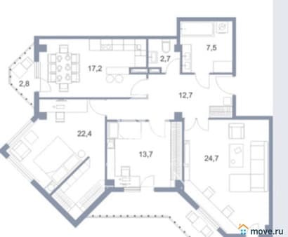 Продажа трехкомнатной квартиры, 117 м², этаж 13 из 14. Фото 2