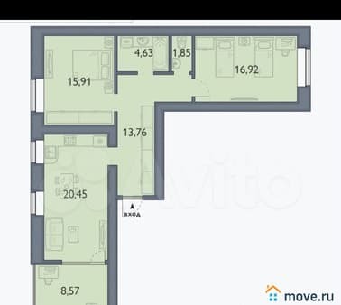 Продажа двухкомнатной квартиры, 82.09 м², этаж 9 из 9. Фото 1