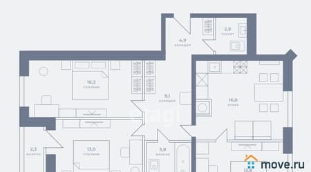 Продаю трехкомнатную квартиру, 82.1 м², этаж 2 из 10. Фото 1
