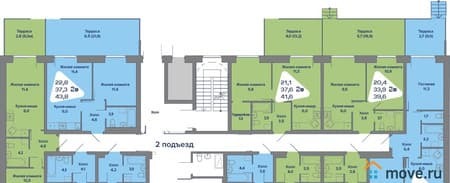Объявление о продаже двухкомнатной квартиры, 43.8 м², этаж 1 из 4. Фото 2