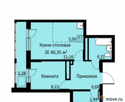 Продаем двухкомнатную квартиру, 44.21 м², этаж 16 из 16. Фото 1
