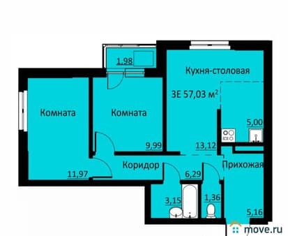 Продам трехкомнатную квартиру, 61.28 м², этаж 14 из 16. Фото 1