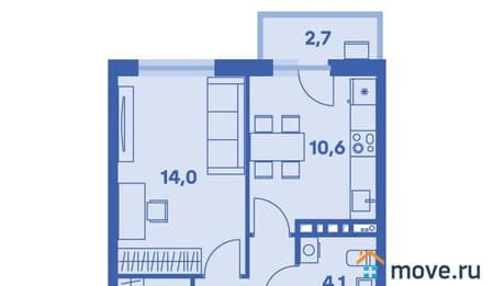 Продажа однокомнатной квартиры, 37.3 м², этаж 5 из 9. Фото 1