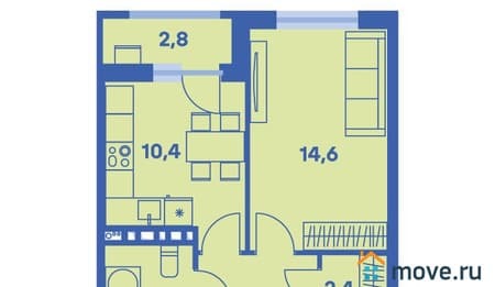 Продажа однокомнатной квартиры, 38.3 м², этаж 3 из 9. Фото 1