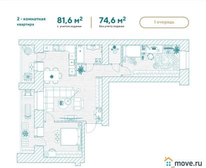 Продажа двухкомнатной квартиры, 81.6 м², этаж 14 из 14. Фото 1