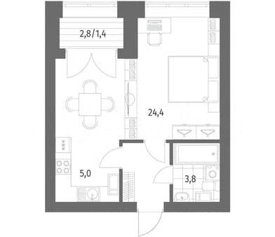 Продаем однокомнатную квартиру, 38.7 м², этаж 9 из 13. Фото 6