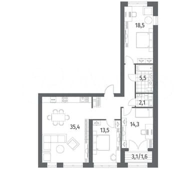 Объявление о продаже трехкомнатной квартиры, 103.5 м², этаж 4 из 11. Фото 2