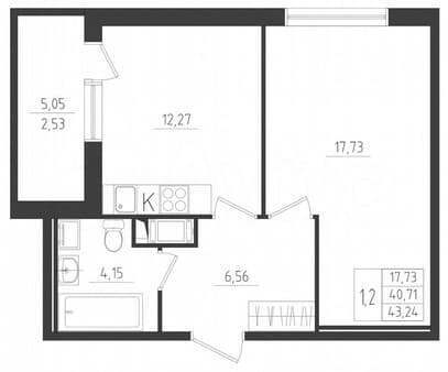 Продается однокомнатная квартира, 43.2 м², этаж 2 из 8. Фото 1