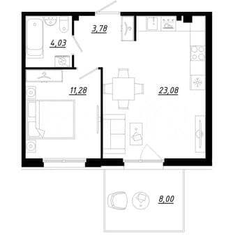 Продается однокомнатная квартира, 44.6 м², этаж 1 из 5. Фото 1