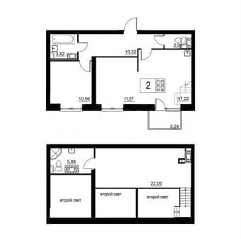 Продажа двухкомнатной квартиры, 85 м², этаж 3 из 3. Фото 1