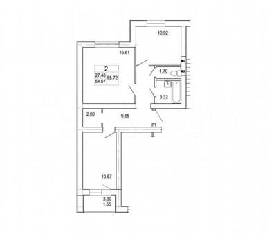 Продам двухкомнатную квартиру, 55.6 м², этаж 2 из 3. Фото 1