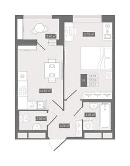 Продам однокомнатную квартиру, 37.1 м², этаж 11 из 12. Фото 1
