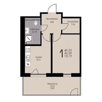 Продаем однокомнатные апартаменты, 40.6 м², этаж 1 из 6. Фото 1