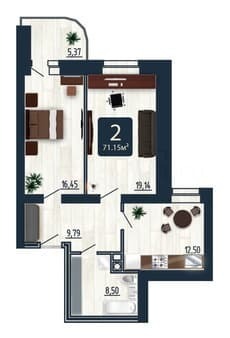 Продаю двухкомнатную квартиру, 71.8 м², этаж 3 из 9. Фото 1