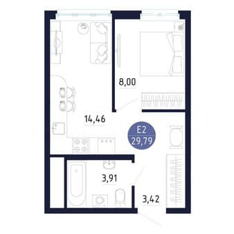 Продаем однокомнатную квартиру, 29.8 м², этаж 2 из 25. Фото 7