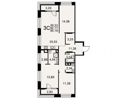 Продам трехкомнатную квартиру, 95.2 м², этаж 2 из 25. Фото 2