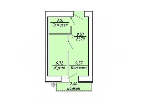 Продажа однокомнатной квартиры, 21.8 м², этаж 7 из 10. Фото 2