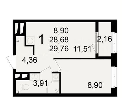 Объявление о продаже однокомнатной квартиры, 29.8 м², этаж 19 из 23. Фото 2