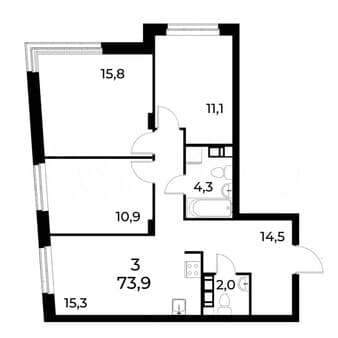 Продать трехкомнатную квартиру, 73.9 м², этаж 8 из 8. Фото 1