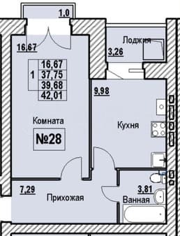 Продается однокомнатная квартира, 42 м², этаж 3 из 9. Фото 4