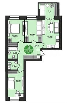 Продаем трехкомнатную квартиру, 75.8 м², этаж 2 из 4. Фото 3