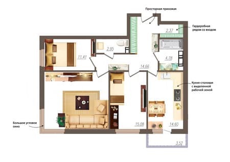 Продам трехкомнатную квартиру, 93.4 м², этаж 5 из 19. Фото 6