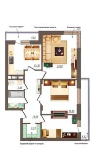 Продажа трехкомнатной квартиры, 103 м², этаж 15 из 19. Фото 5