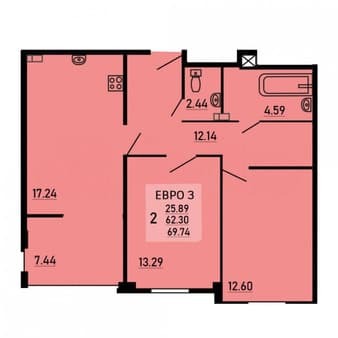 Продам двухкомнатную квартиру, 69.7 м², этаж 3 из 25. Фото 7
