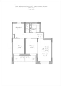 Купить двухкомнатную квартиру, 59.9 м², этаж 3 из 25. Фото 1