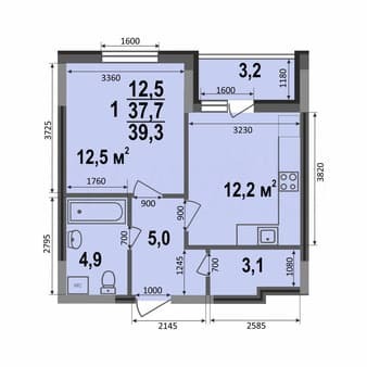 Продается однокомнатная квартира, 39.3 м², этаж 1 из 17. Фото 1