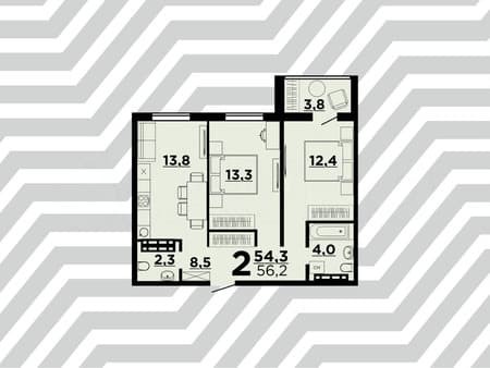 Продам двухкомнатную квартиру, 56.2 м², этаж 2 из 9. Фото 1