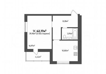 Продается однокомнатная квартира, 42.2 м², этаж 8 из 10. Фото 1