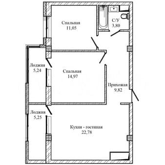 Объявление о продаже двухкомнатной квартиры, 72.9 м², этаж 9 из 9. Фото 1
