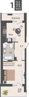 Продам однокомнатную квартиру, 37.6 м², этаж 5 из 9. Фото 2