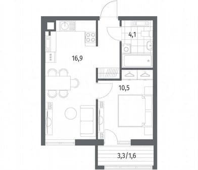 Продажа однокомнатной квартиры, 36.9 м², этаж 4 из 5. Фото 7