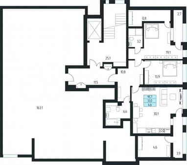 Купить двухкомнатную квартиру, 93.4 м², этаж 8 из 8. Фото 4