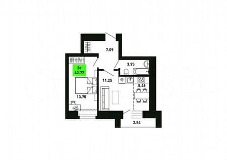 Купить двухкомнатную квартиру, 42.8 м², этаж 9 из 15. Фото 1
