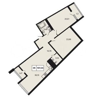 Продам трехкомнатную квартиру, 107.3 м², этаж 3 из 9. Фото 1