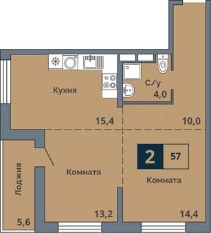 Объявление о продаже двухкомнатной квартиры, 57 м², этаж 3 из 15. Фото 1